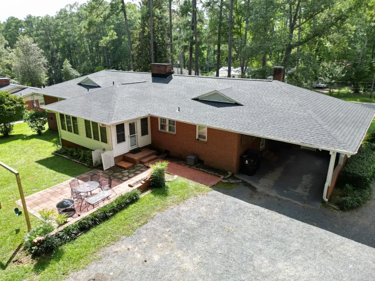 Completed roof replacement with Charcoal GAF Timberline HDZ shingles on Brinn Dr in Sanford, NC