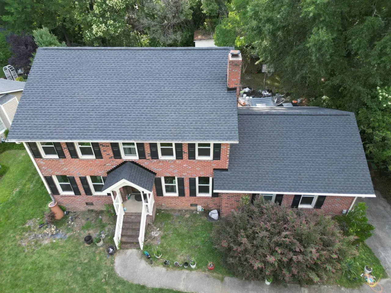 Completed roof replacement with Charcoal GAF Timberline HDZ shingles on Buckingham Rd in Garner, NC