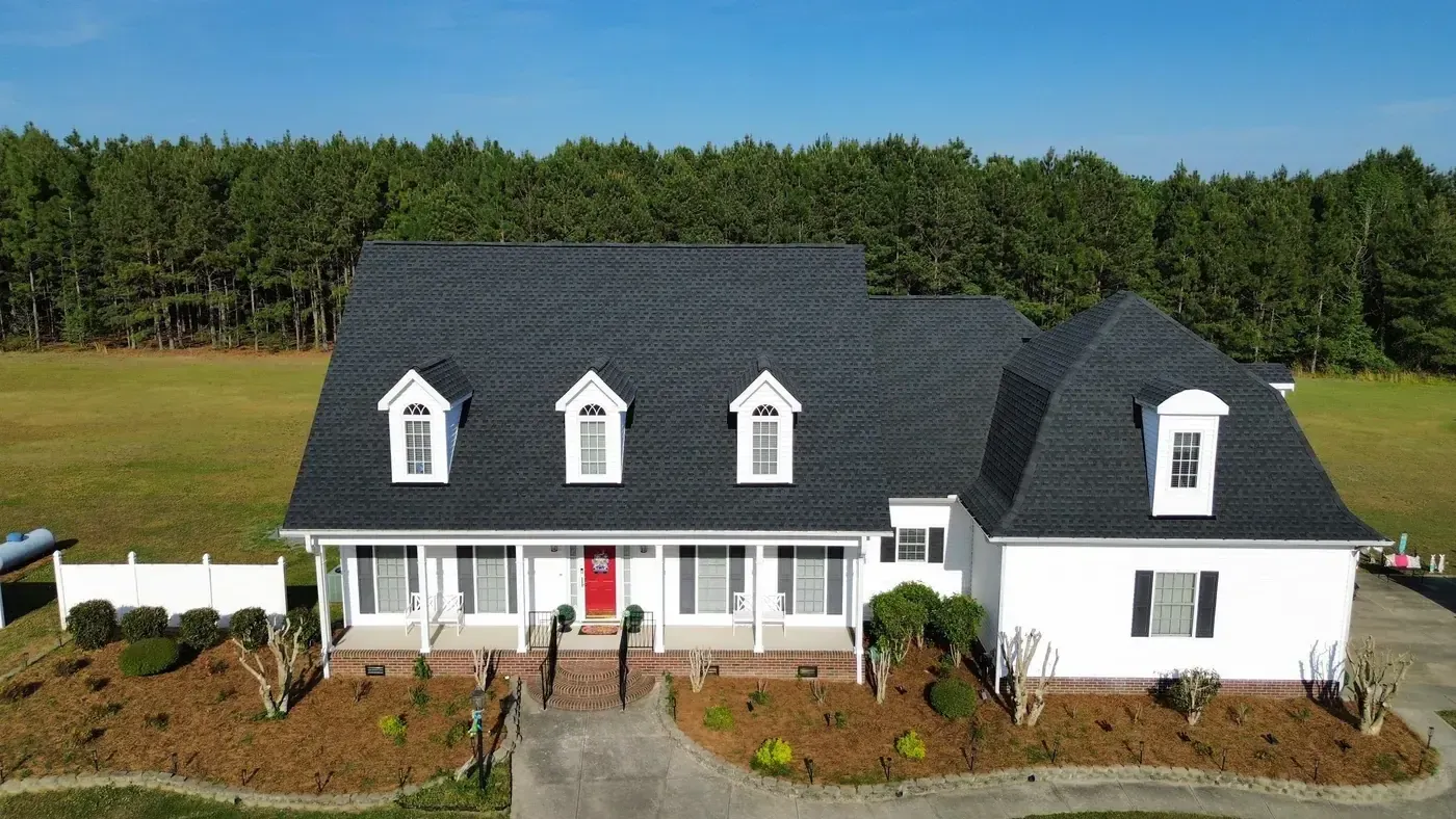 Completed On Tops Roofing project on C P Stewart Rd in Lillington, NC with new GAF Timberline HDZ Charcoal architectural shingles