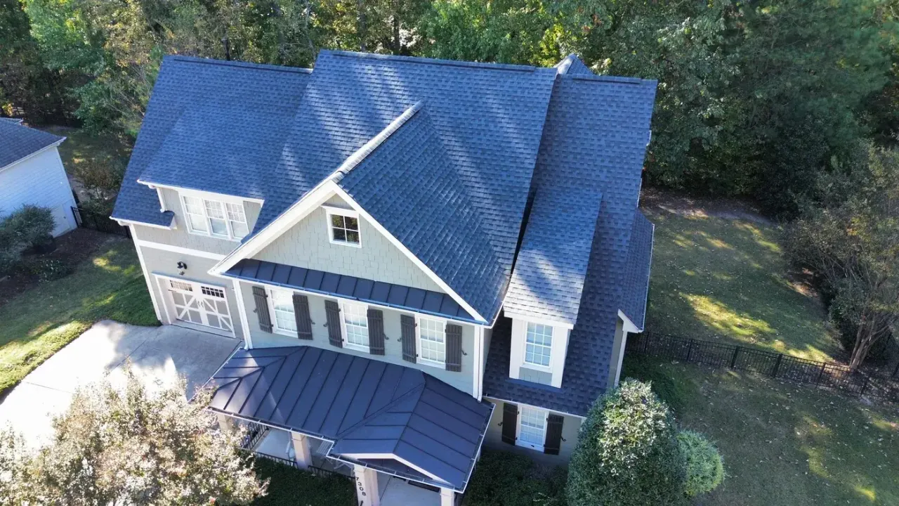 Completed roof replacement with Charcoal GAF Timberline HDZ shingles on Capulin Crest Rd in Apex, NC