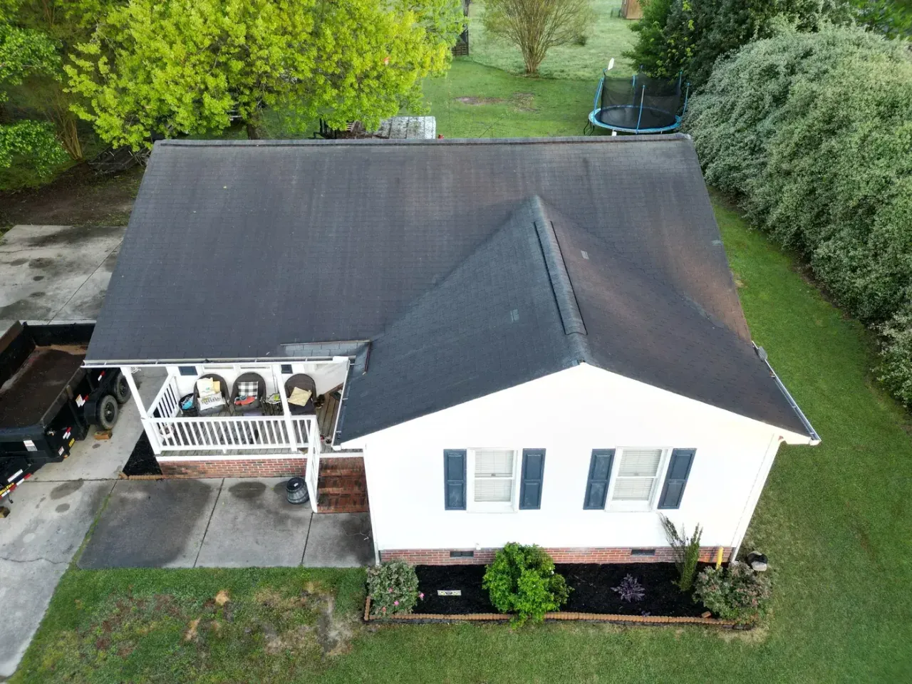Roof on Chinaberry Ln in Angier, NC before the roof replacement