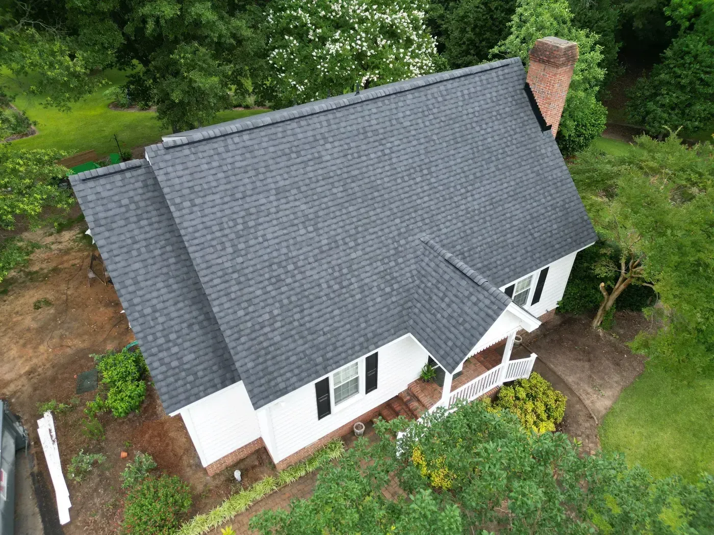 Completed roof replacement on a home on Cornwallis Rd in Garner