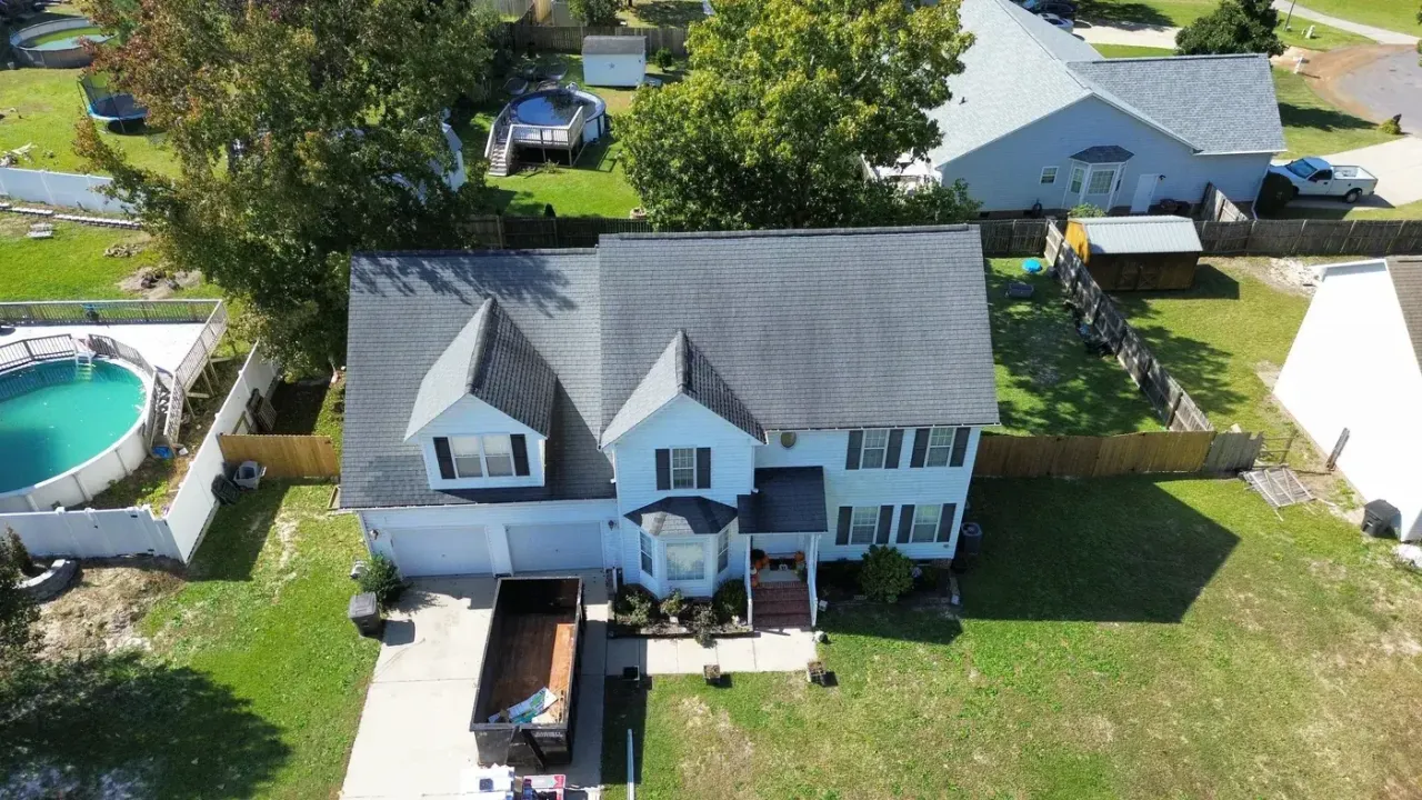 Roof on Crystal Spring Dr in Sanford, NC before the roof replacement