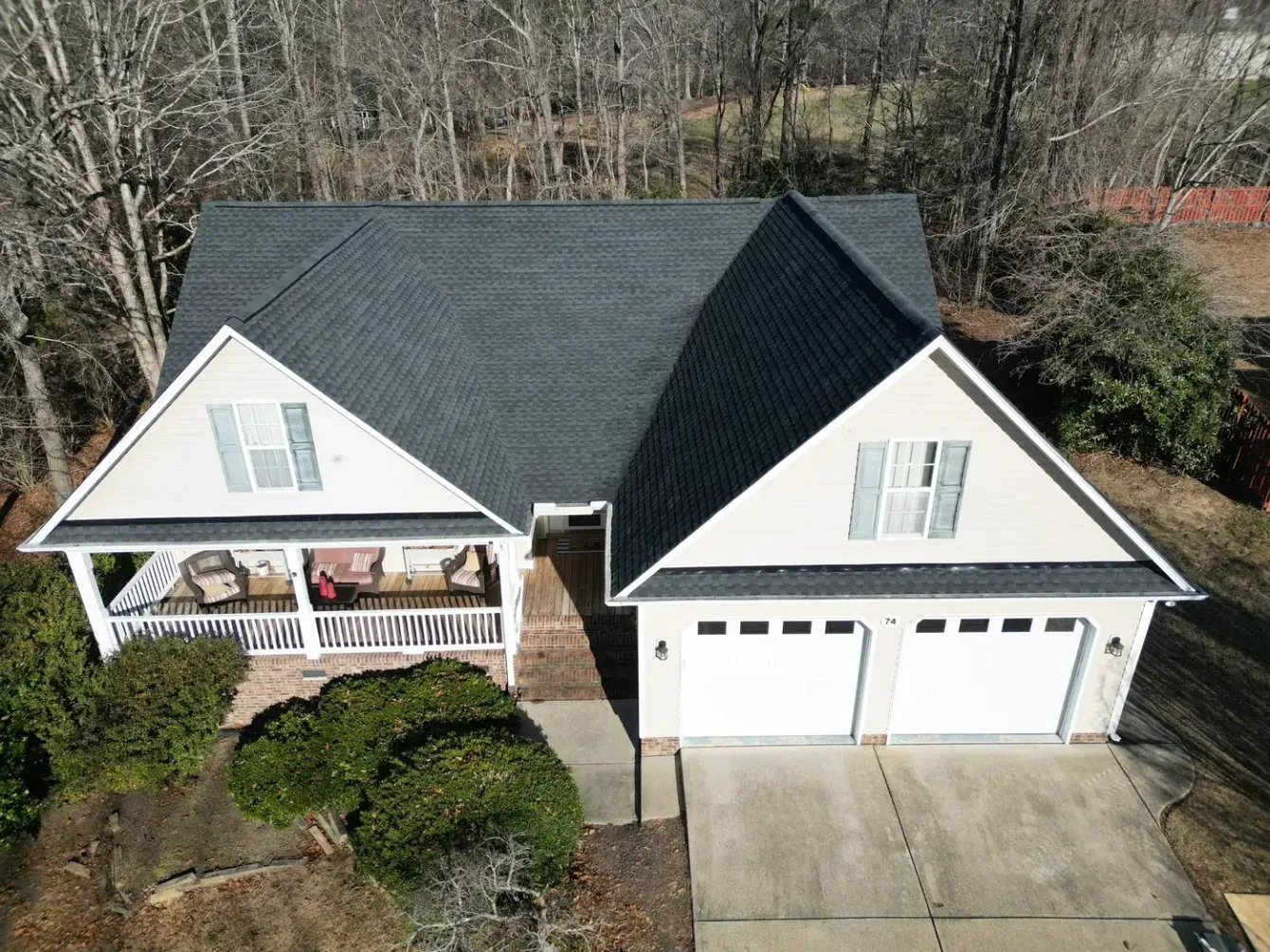 Completed GAF Timberline Ultra HDZ Charcoal roof replacement at Eagle Point Ln, Clayton NC