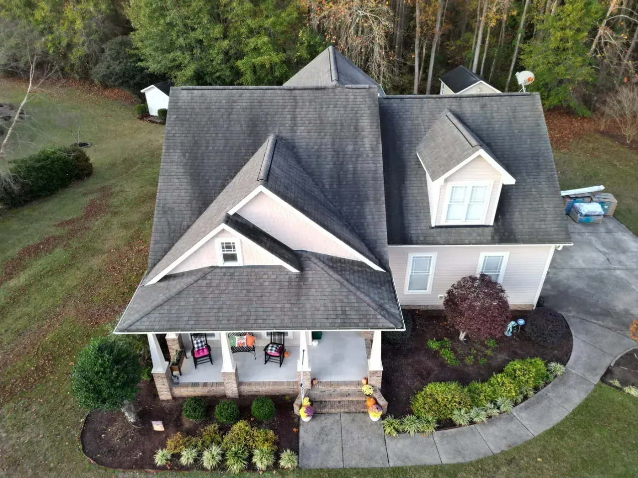 Roof on Ferris Cir in Angier, NC before the roof replacement