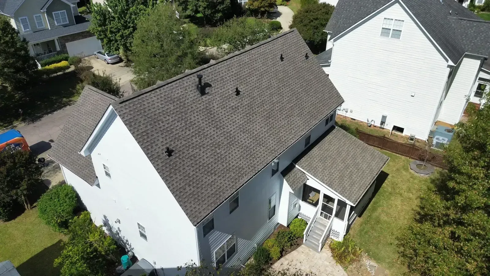 Completed roof replacement on a home in Cary, NC