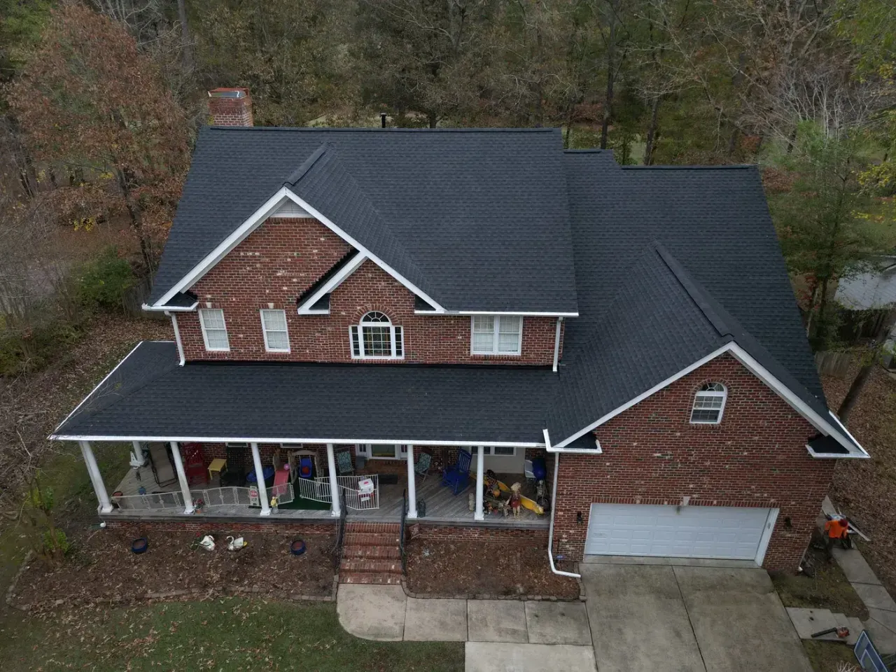 Completed roof replacement with Charcoal GAF Timberline HDZ shingles on Keith Hills Rd in Lillington, NC