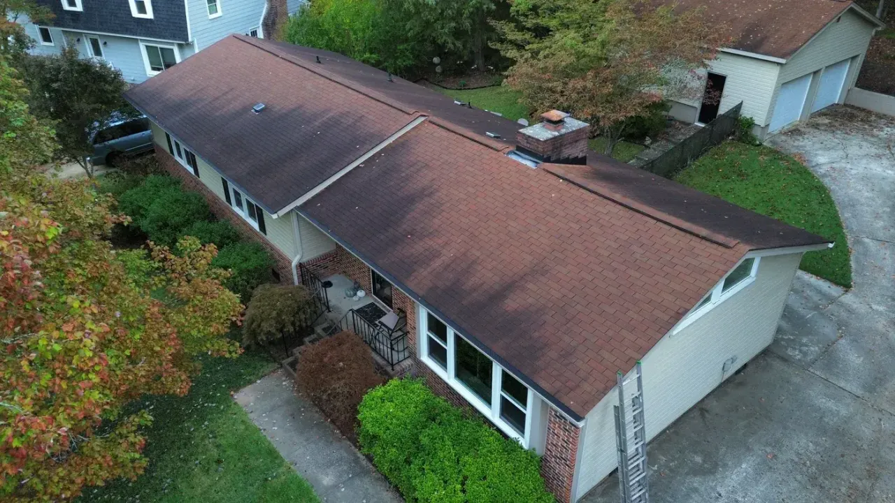Roof on Larkhall Ct in Cary, NC before the roof replacement