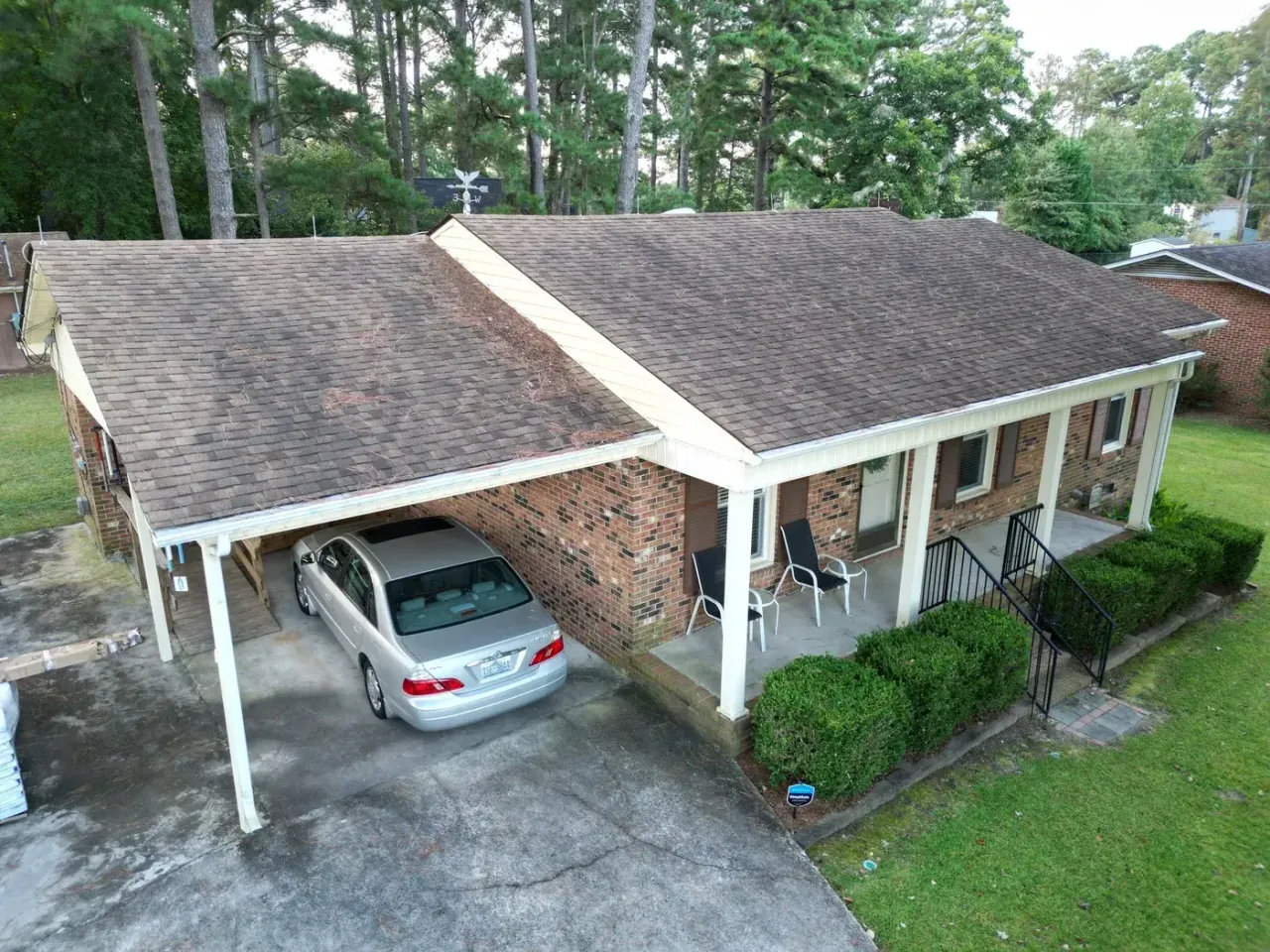 Roof on Lemon Springs Rd in Sanford, NC before the roof replacement