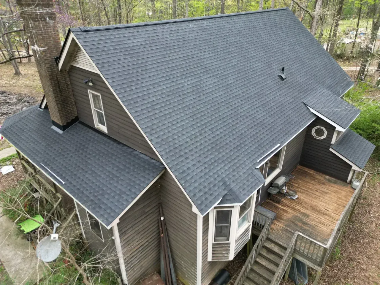 Completed roof replacement with Charcoal GAF Timberline HDZ shingles on Loblolly Cir in Clayton, NC