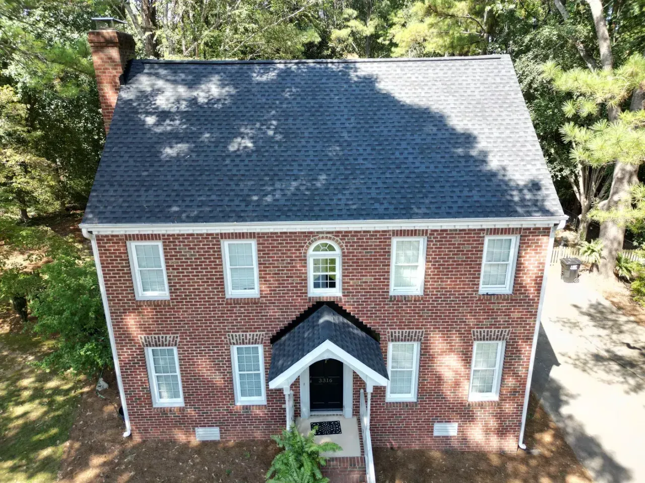 Completed roof replacement with Charcoal GAF Timberline HDZ shingles on Lorena Lynn Ct in Fuquay-Varina, NC