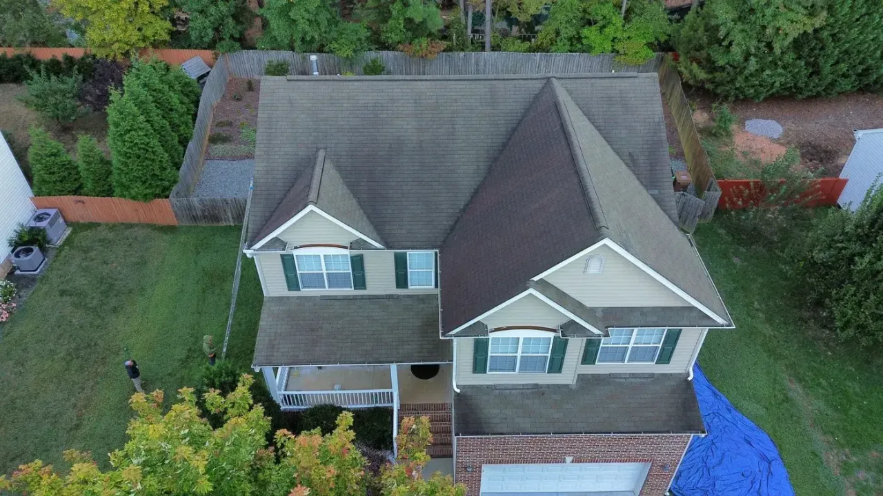 Roof on McKenzie Meadow Ln in Apex, NC before the roof replacement