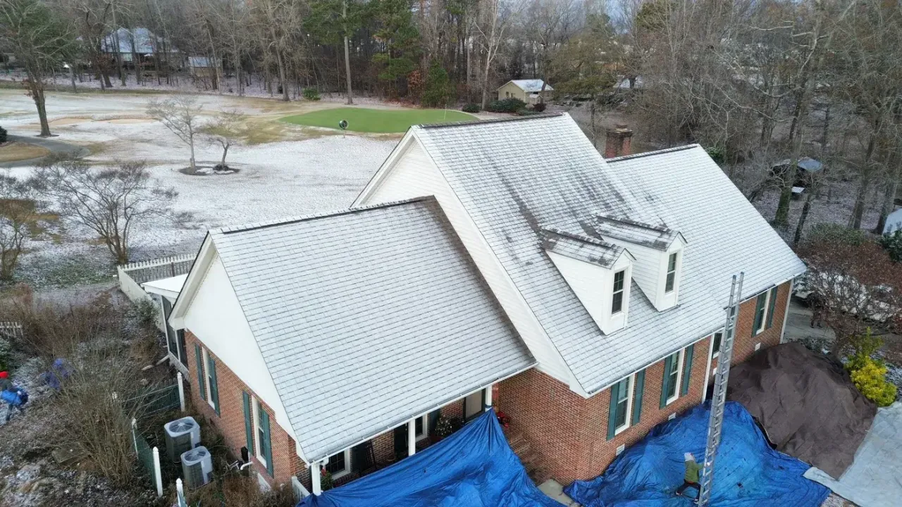 Roof on Muirfield Dr in Fuquay-Varina, NC before the roof replacement