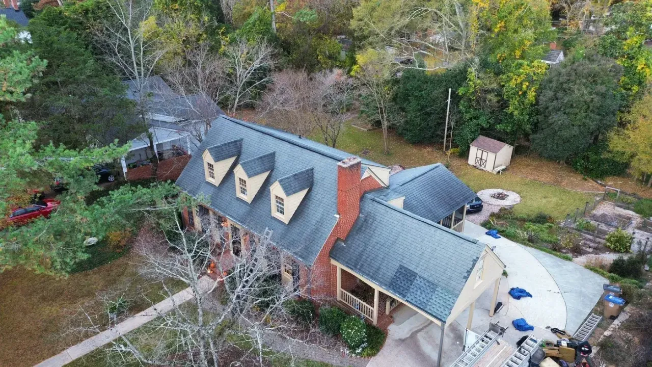 Roof on N Main St in Wake Forest, NC before the roof replacement