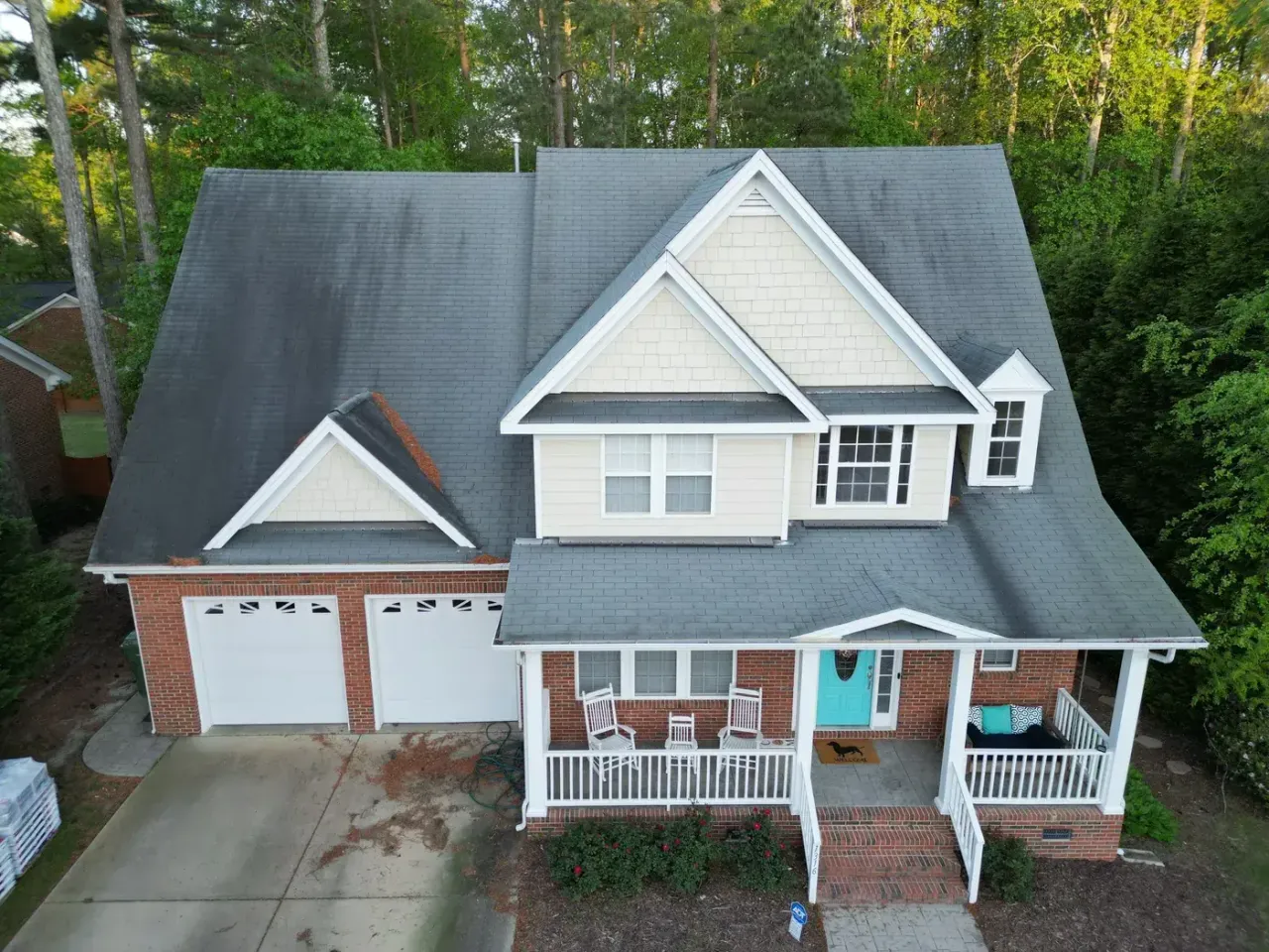 Roof on Old Regent Dr in Fuquay-Varina, NC before the roof replacement