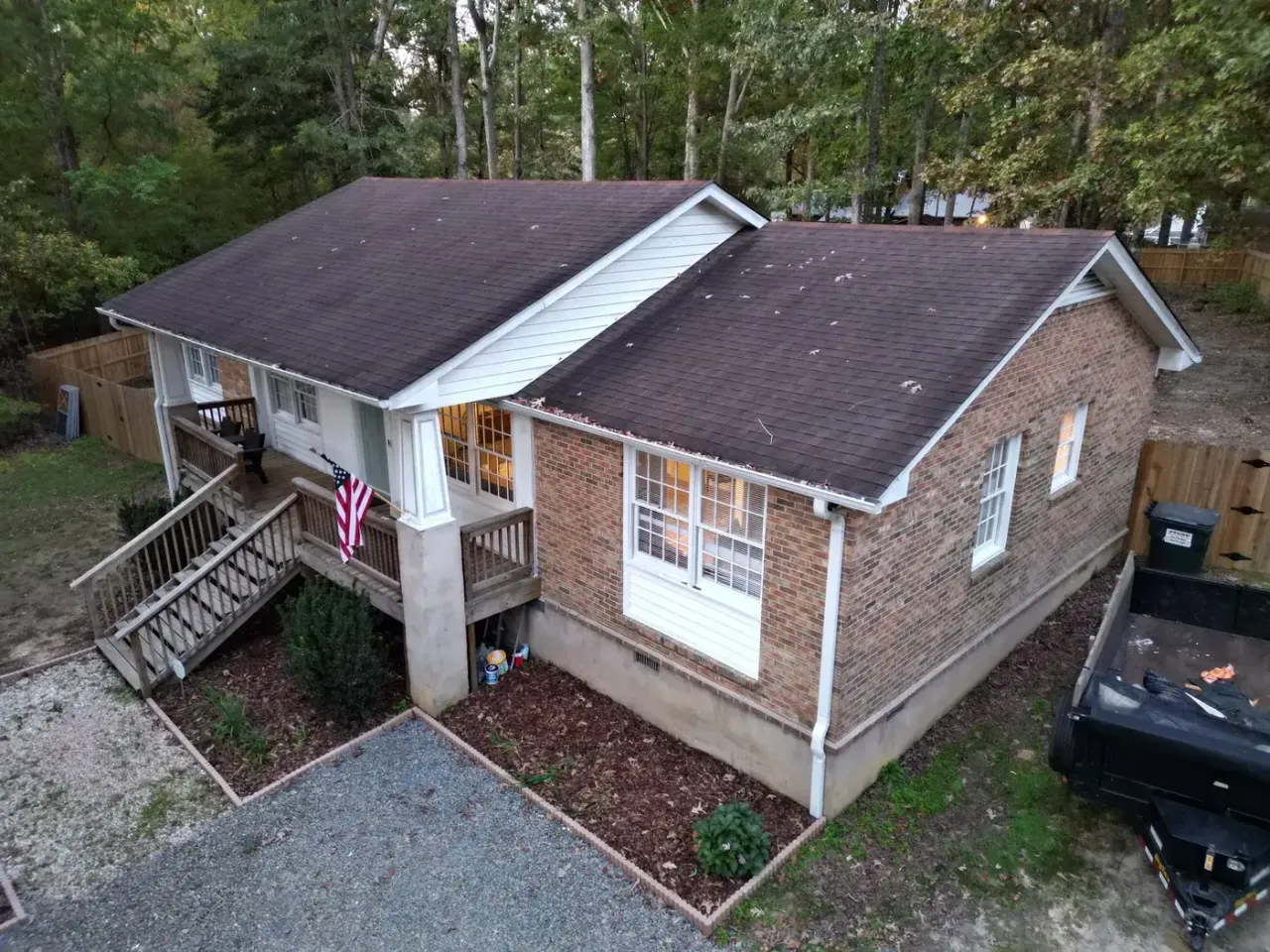 Roof on Parkwood Dr in Sanford, NC before the roof replacement