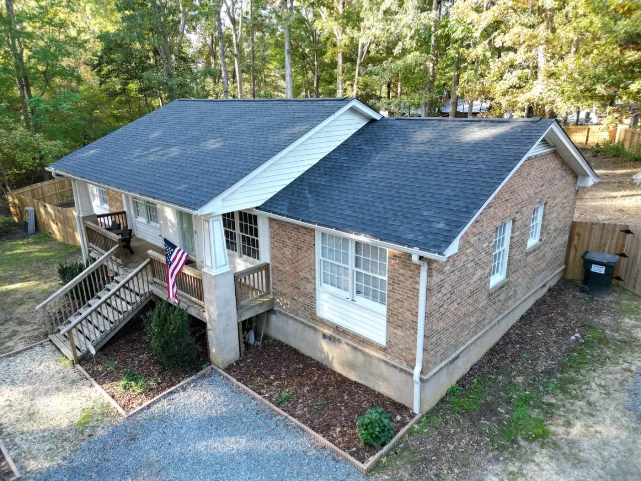 Completed roof replacement with Charcoal GAF Timberline HDZ shingles on Parkwood Dr in Sanford, NC