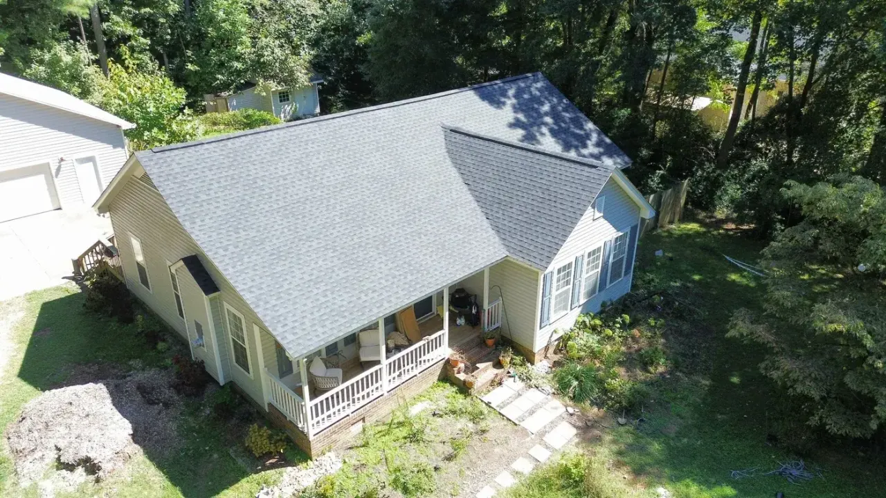 Roof on Piney Grove Church Rd in Hillsborough, NC after the roof replacement