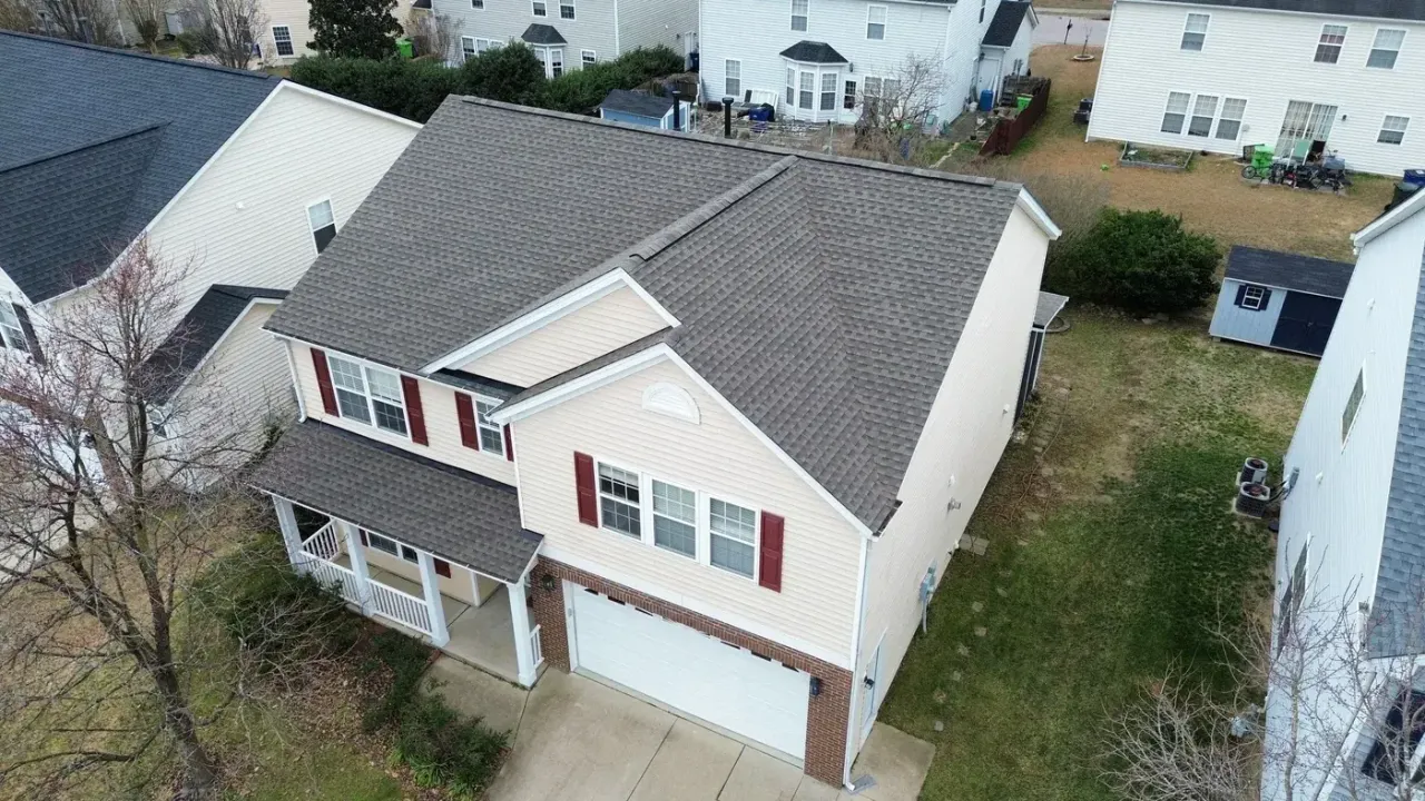 Roof on Roaring Rapids Road in Raleigh, NC after the roof replacement