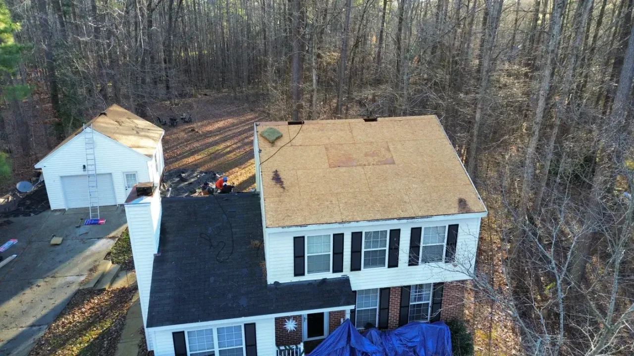 Roof on Roseanne Dr in Wake Forest, NC before the roof replacement