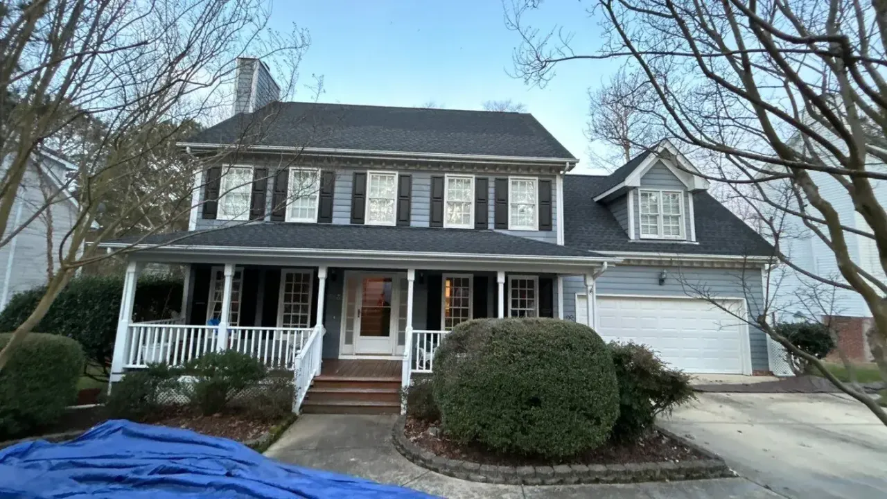 Roof on Sandy Point Way in Holly Springs, NC before the roof replacement