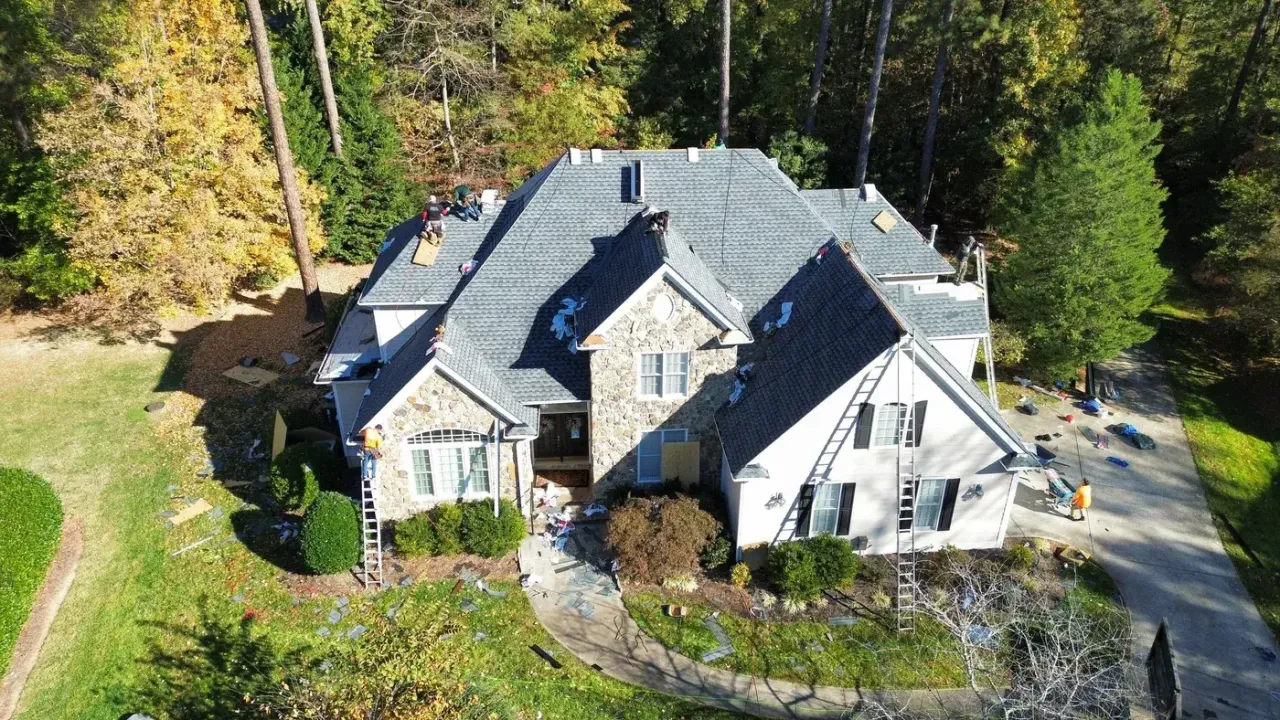 Roof on Shadow Moss Pl in Durham, NC before the roof replacement