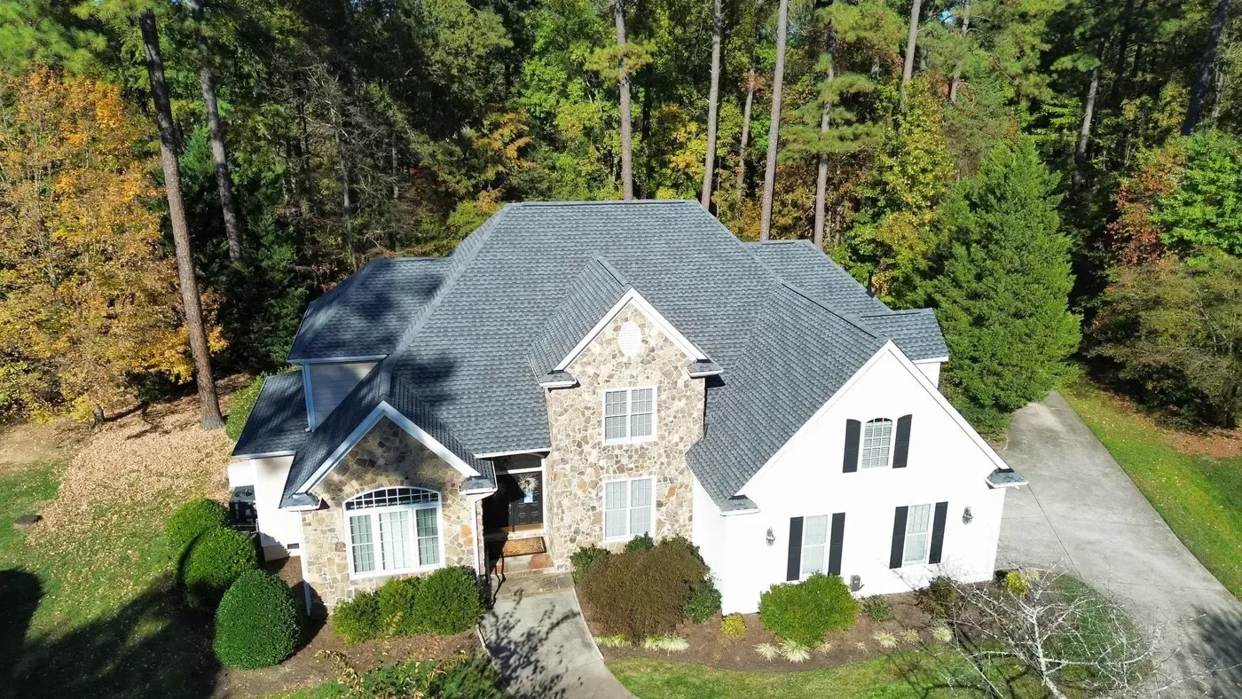 Completed roof replacement on a Durham home on Shadow Moss Pl