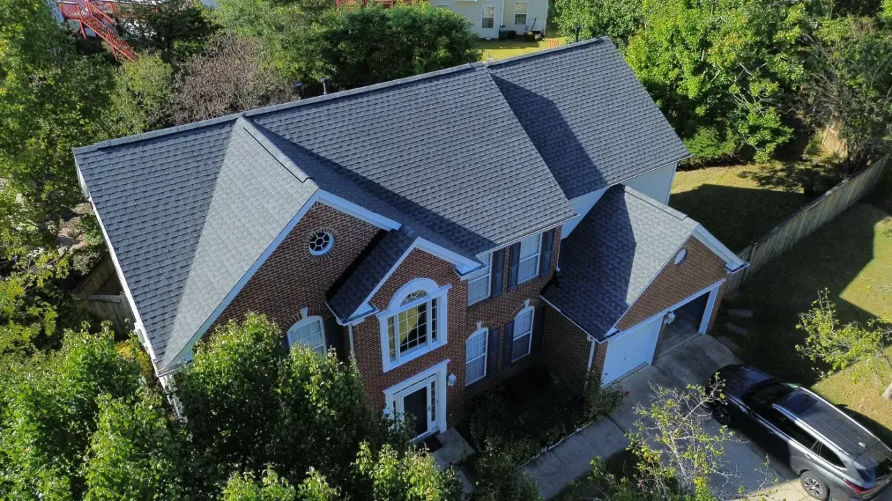 Completed roof replacement with Pewter Gray GAF Timberline HDZ shingles on Sherwood Forest pl in Cary, NC