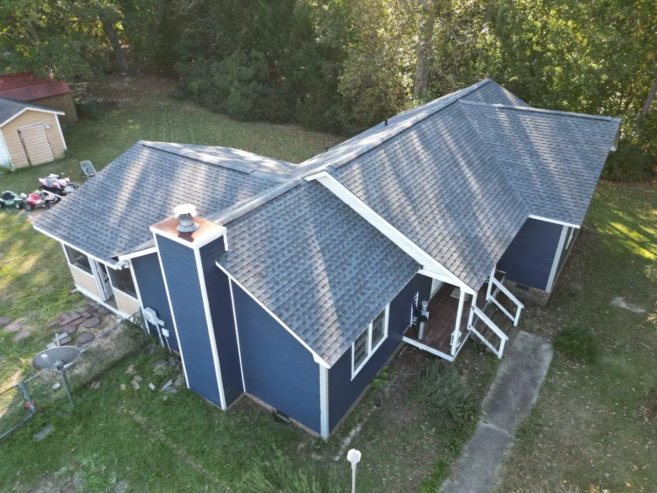 Completed roof replacement with Pewter Gray GAF Timberline HDZ shingles on Stancil Dr in Angier, NC