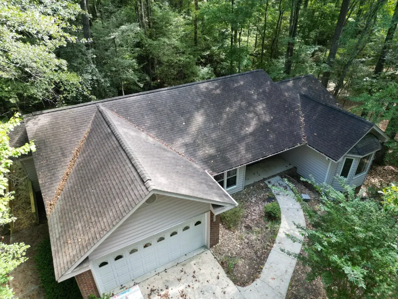Roof on Still Turn in Sanford, NC before the roof replacement