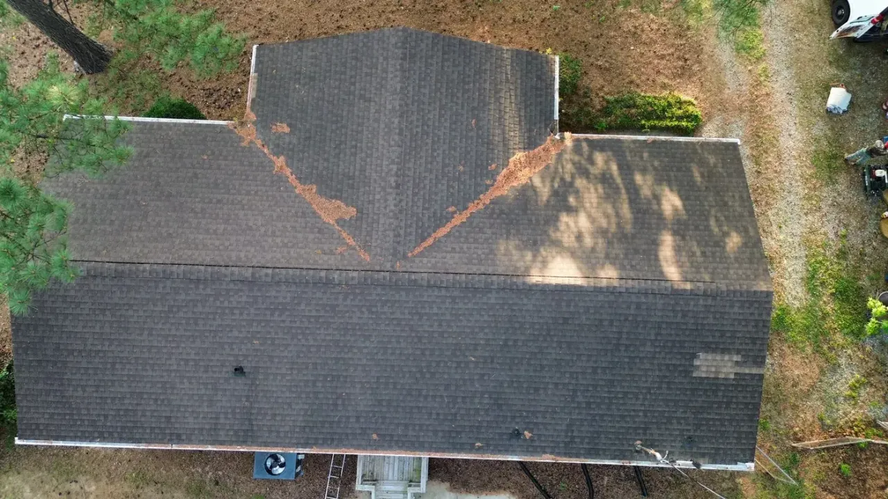 Roof on Tyonek Dr in Durham, NC before the roof replacement