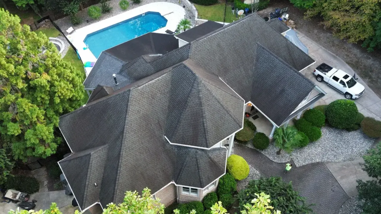 Roof on Vista Dell Lago Ln in Wake Forest, NC before the roof replacement