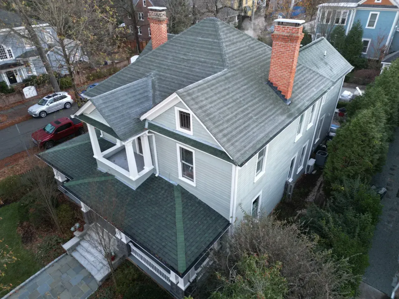 Roof on Watts St in Durham, NC before the roof replacement
