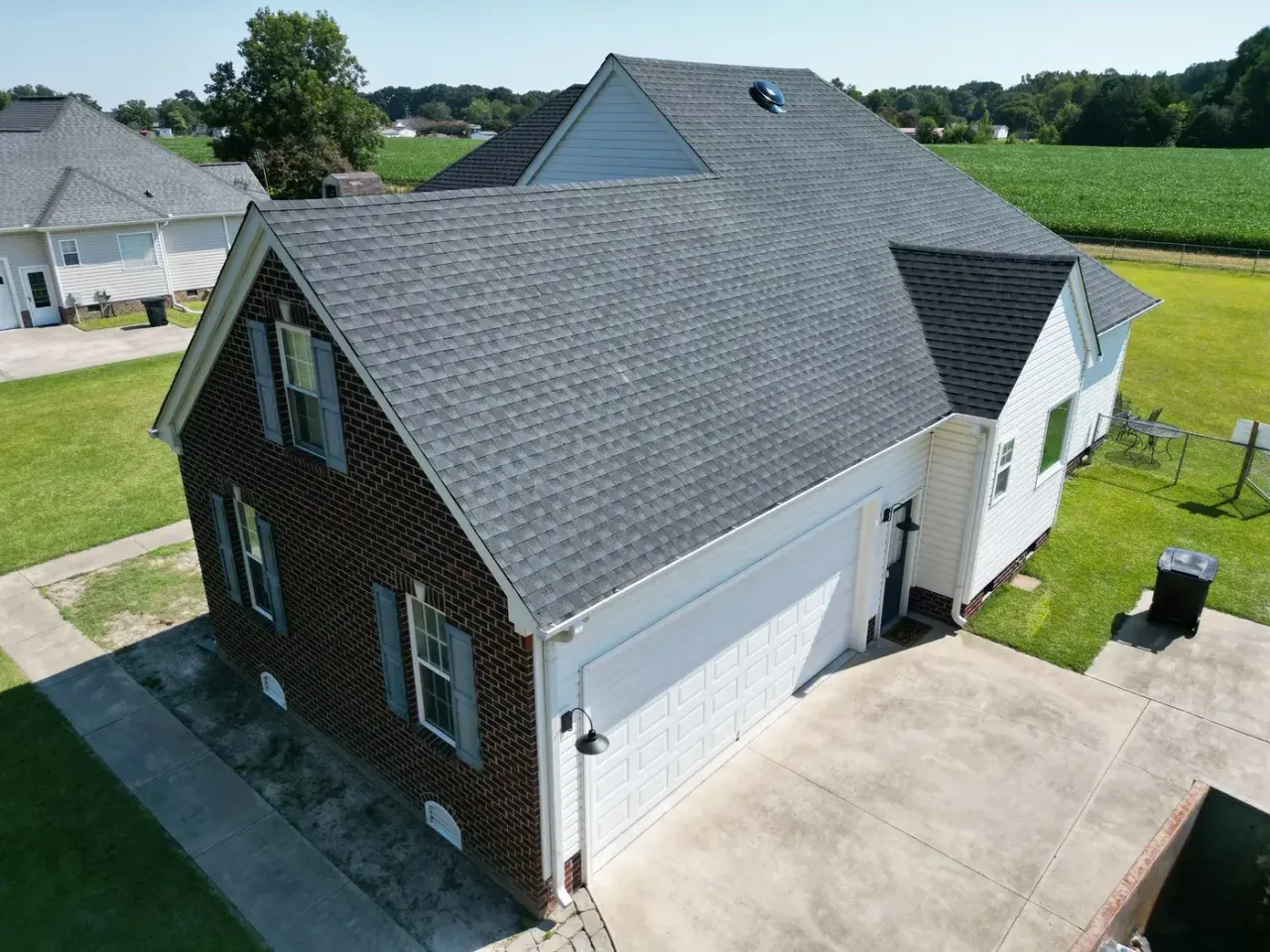 Completed roof replacement with Charcoal GAF Timberline HDZ shingles on Wesley Dr in Goldsboro, NC