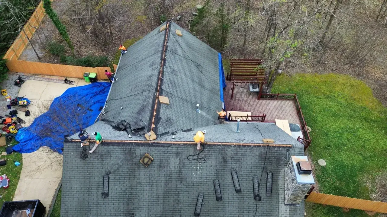 Roof on Wolverton Fields Dr in Wake Forest, NC before the roof replacement