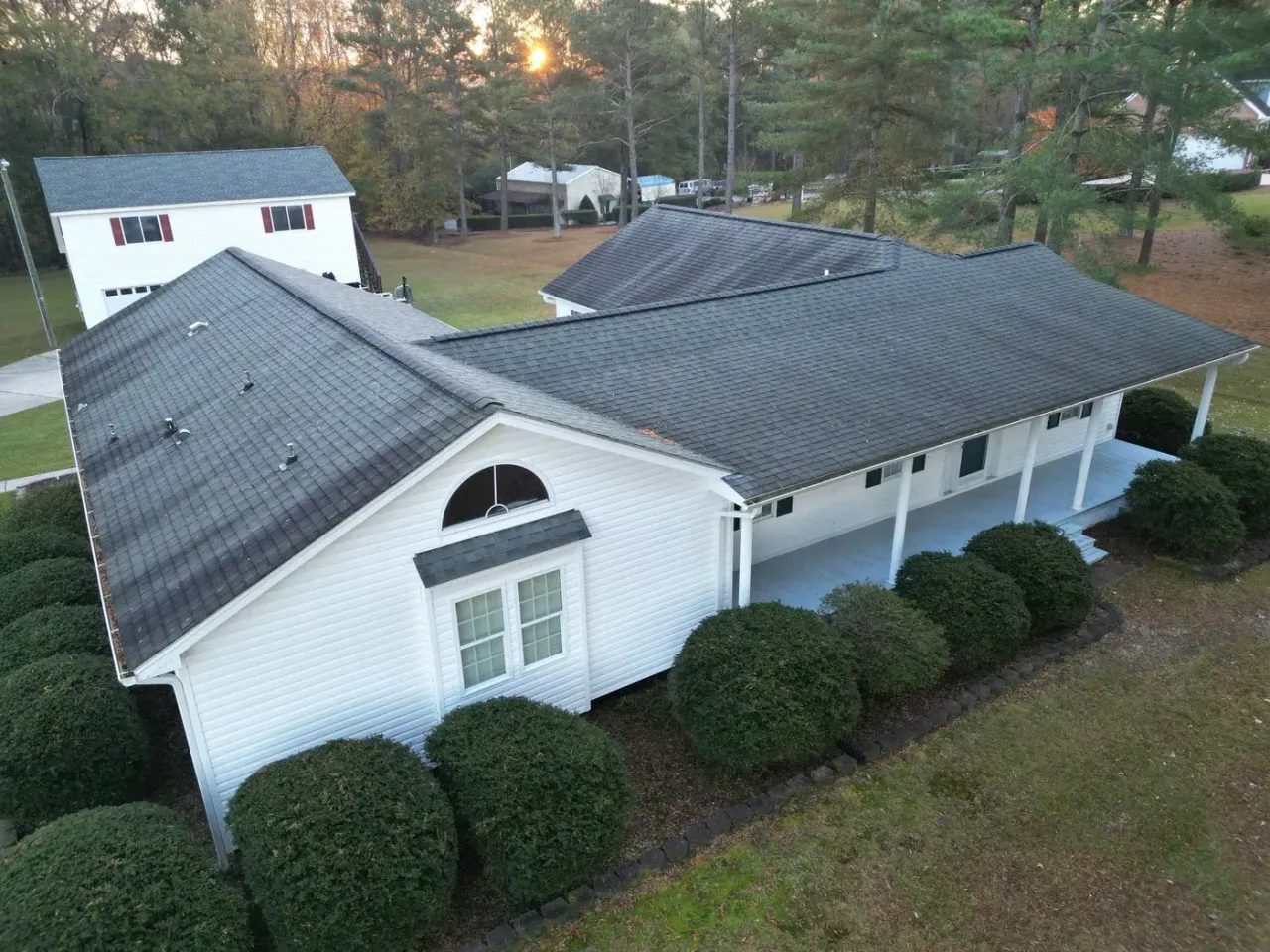Roof on Zachs Mill Rd in Angier, NC before the roof replacement